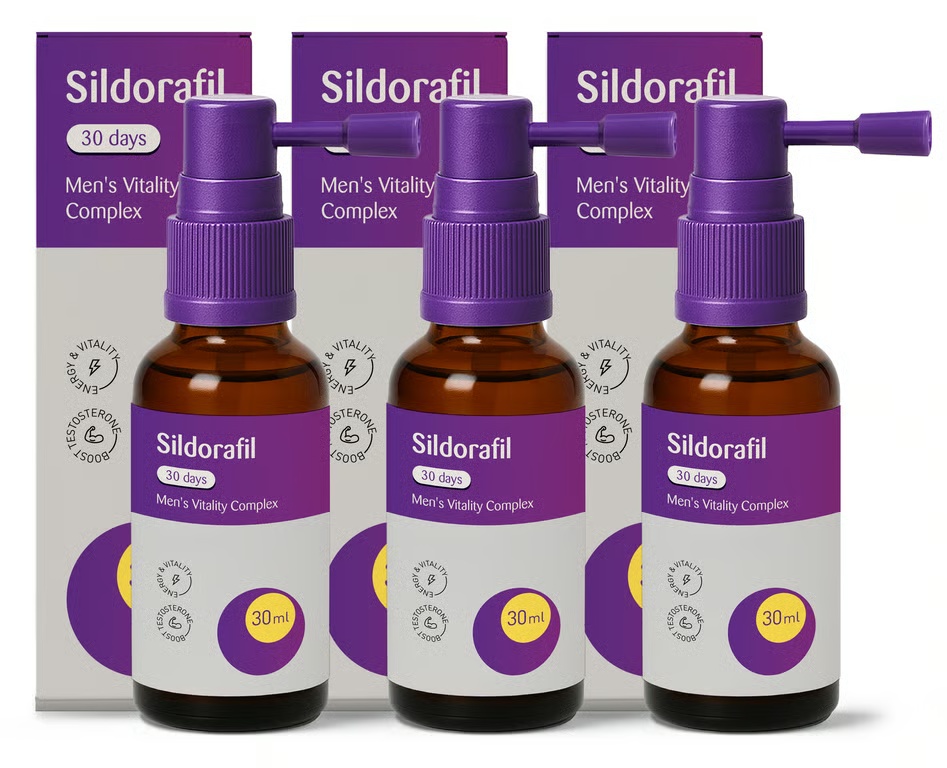 Sildorafil Männer Vitalität Complex – Produktabbildung mit mehreren Flaschen und Verpackungen